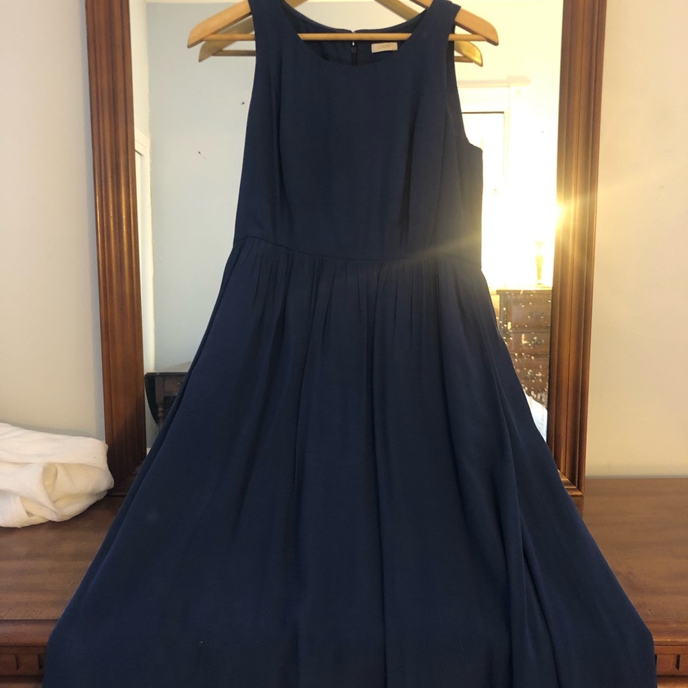 Royal Blue J Crew Midi Dress w Minor Pleating (Size 4)